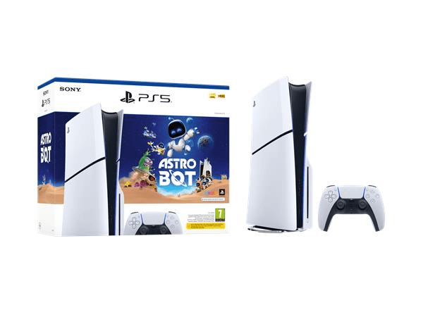 PlayStation 5 console with Astro Bot game.