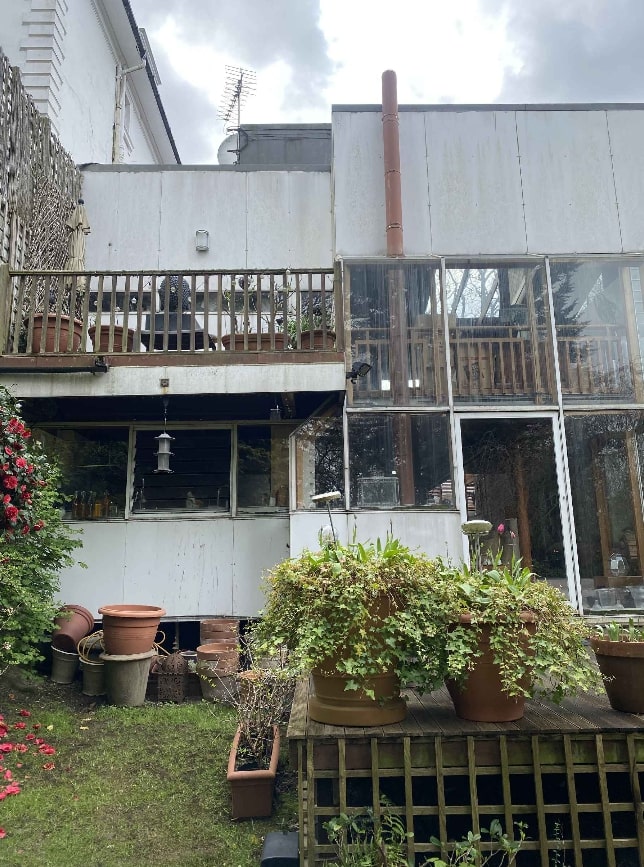 Rear view of George Michael's Hampstead home undergoing renovation.