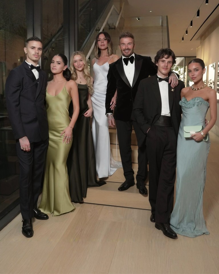 David Beckham with his family at his 50th birthday party.