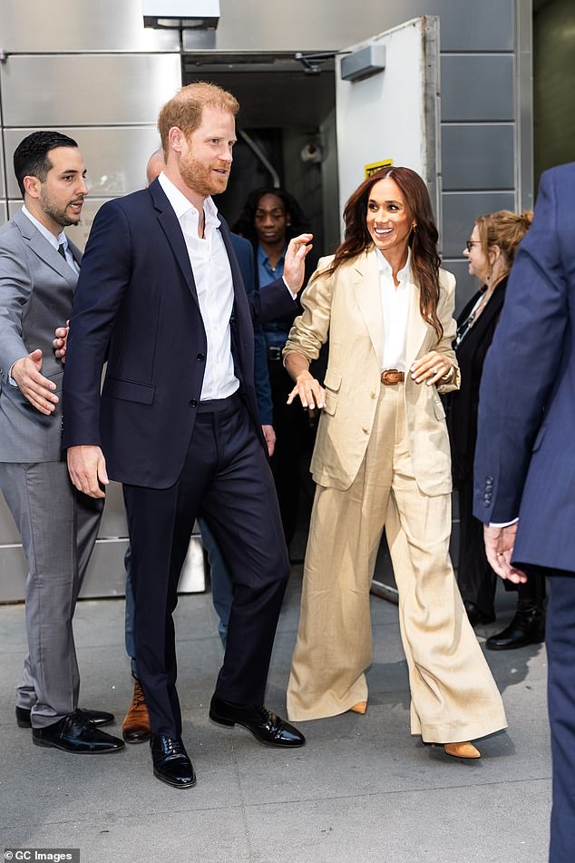 Meghan and Harry in New York last month, where they are believed to have had police protection, according to reports