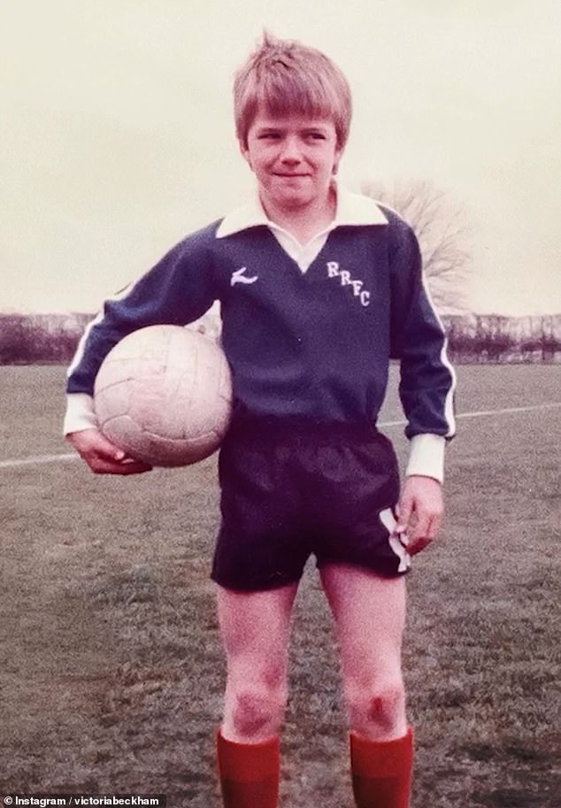 On his 50th, David got to see a sweet throwback from his early footballing days as Victoria uploaded a photo of him in a dark blue football kit