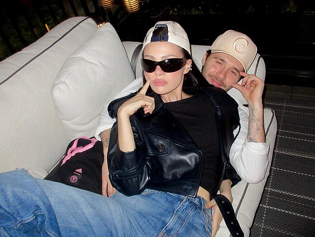 It is not known whether Brooklyn, 26, and his heiress wife Nicola, 30 – who live in the US –attended David's party, but they posted pictures of themselves in London earlier this week (above)