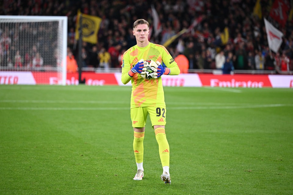 Jack Porter, Arsenal goalkeeper, on the pitch.