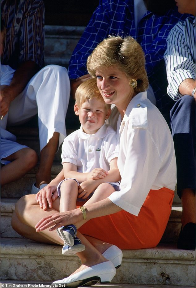 Diana, pictured with Harry as a youngster, was killed along with her boyfriend Dodi Fayed and her driver and security guard Henri Paul, in the early hours of August 31, 1997