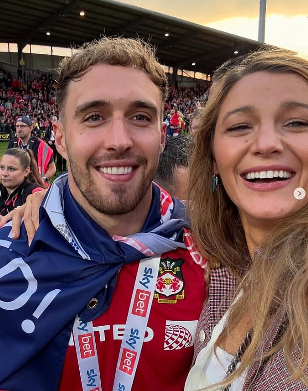Former Reading striker Sam Smith joined Wrexham in January 2025 (pictured celebrating promotion in April with Ryan Reynolds's wife Blake Lively)