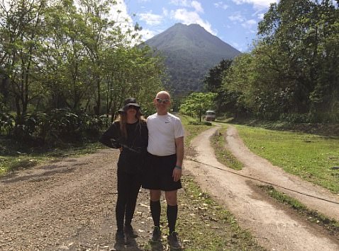 Knudsen is pictured out hiking with her teacher husband