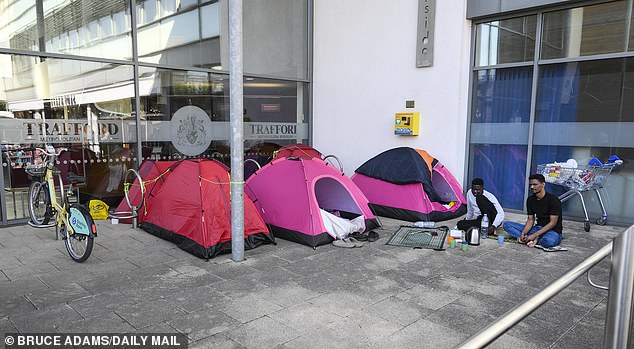 Many tents have popped up around the area, most prominently outside the town hall in the neighbouring town of Sale