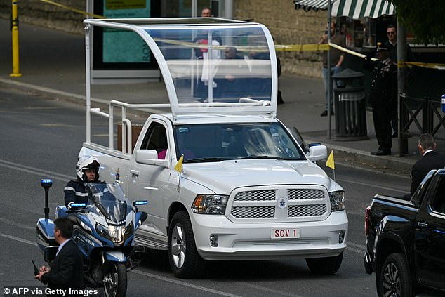 The coffin of late Pope Francis is transported from St Peter's Basilica to Santa Maria Maggiore