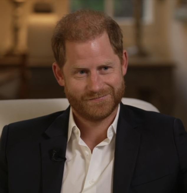 The prince (pictured) also displayed a 'wry smile' at points during the sit down according to Judi James, who described the expression as 'another signal of satisfaction'