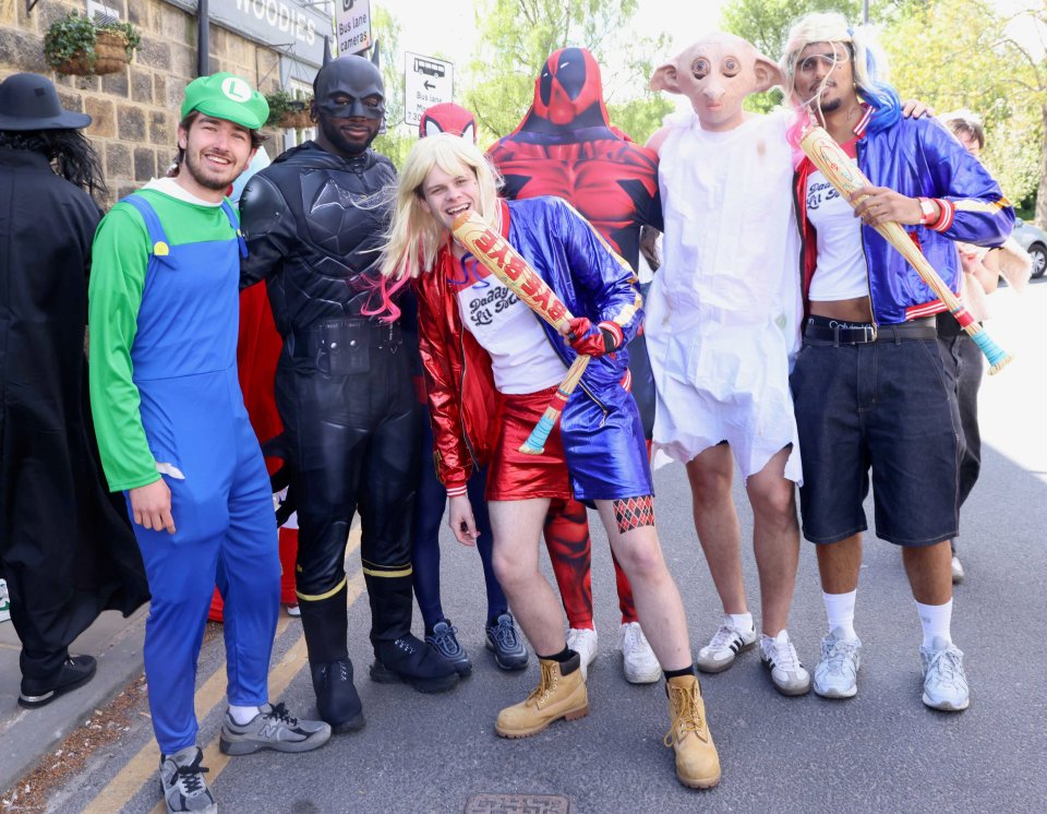 Group of people in various costumes.