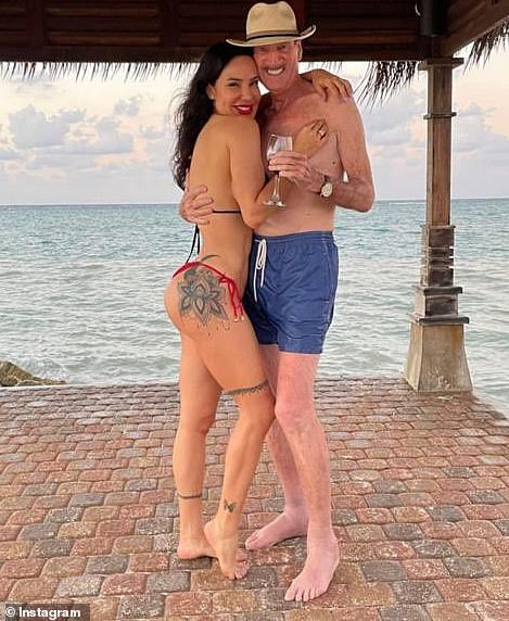 Colin Armstrong, then 78, and partner Katherine Paola Santos are pictured together in Jamaica