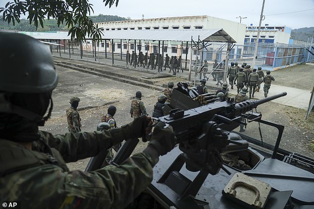 Soldiers entered El Rodeo prison to conduct a search amid a spiral of murders, in Portoviejo, Ecuador