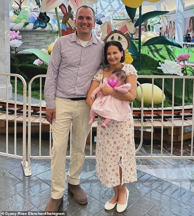 Soon after, it was reported that Gypsy had reconciled with her ex, Ken; she then revealed that they were expecting in July; seen above with daughter Aurora on Easter Sunday