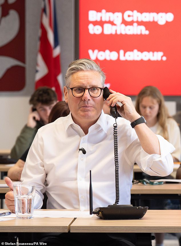 ¿Labour¿s let us down on immigration,¿ Barry, a former railway worker, tells Dan Hodges. ¿They promised to stop the gangs and they¿ve gone back on it.¿ Pictured: Sir Keir Starmer works the phones ahead of the local elections