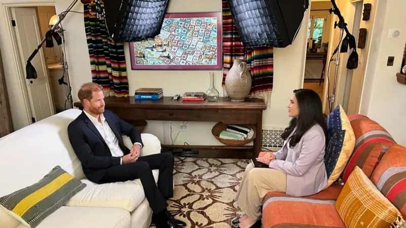 Prince Harry being interviewed.