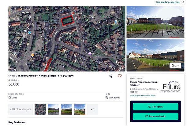 The advert, which sold at auction on Friday after five bids, called the 0.2 acre site 'prime investment'. It continued: 'May be suitable for development, garden (extensions), allotments, site for Travelling community (subject to planning)'