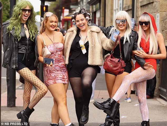 Pictured: Revellers in Leeds taking part in the Otley Run pub crawl