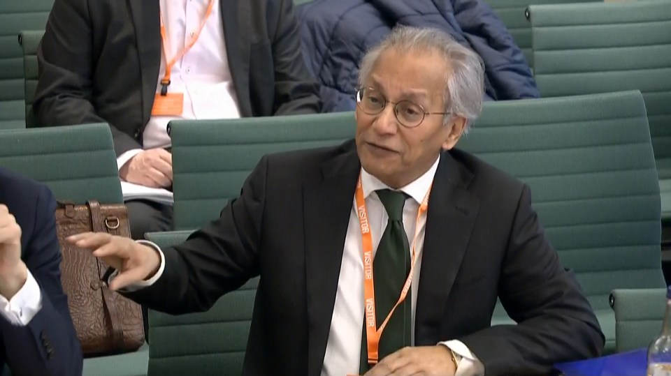 Screen grab of BBC chairman Samir Shah at the House of Commons Culture, Media and Sport Committee.