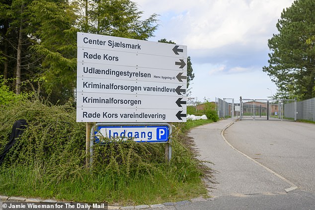 Signs outside for the Sjaelsmark deportation centre