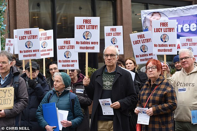 Protestors in support of Letby gathered at Liverpool Town Hall in March as the Thirwall Inquiry approached its later stages