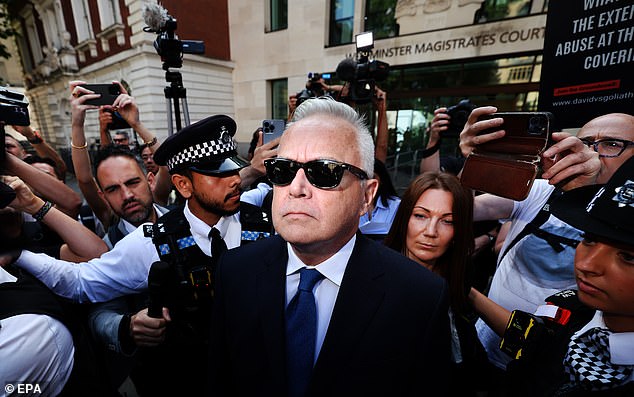 Former BBC news presenter Huw Edwards departs the Westminster Magistrates' Court in London