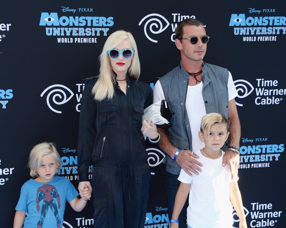 Gwen Stefani and Gavin Rossdale with their sons at the Monsters University premiere.