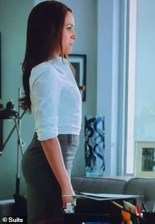 Rachel Zane (played by the Duchess of Sussex) curtsied for her colleague Louis Litt (played by Rick Hoffman) after helping him with a case on the second season of the hit legal drama