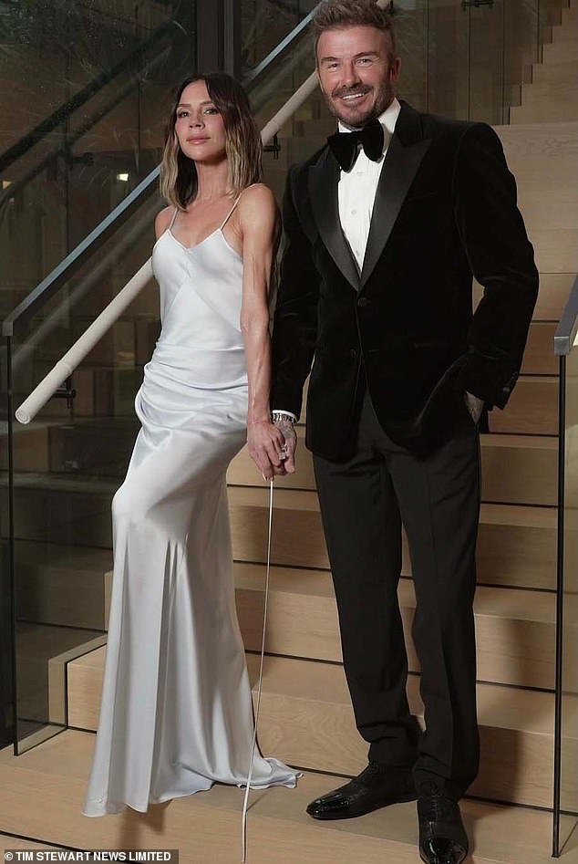 David has already celebrated with a black tie pre-birthday bash in Miami, a family gathering at his £10 million home in the Cotswolds and a day out with his brood in France on Friday (pictured David and Victoria at his Miami bash)
