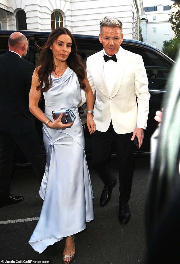 Gordon Ramsay and his wife Tana looked glamorous as they led the star-studded arrivals at David Beckham's lavish 50th birthday celebrations in London on Saturday