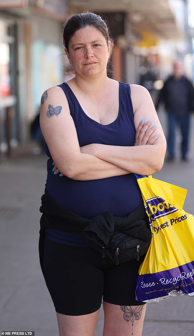 Ms Sarjantson (pictured) told how her eight-year-old child walked past a drug user sprawled in the middle of the pavement