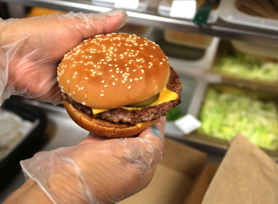 A McDonald's Quarter Pounder with cheese.