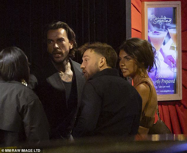 They were spotted hanging out in the smoking area throughout the evening with Pete Wicks, 37, and his rumoured love interest Samantha Kenny, 27