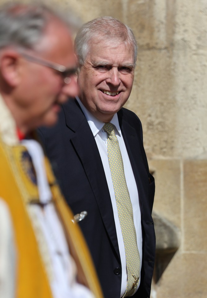Prince Andrew at Easter Sunday church service at Windsor Castle.