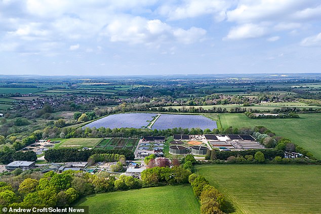 Pictured is the Southern Water treatment works near Goodworth Clatford, which villagers have warned is not coping with the existing levels of sewage