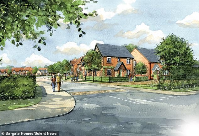 Under Bargate's plans, 40 homes will be built on a seven-acre field that is next to the recreational park. Pictured: A proposed view of what the development could look like