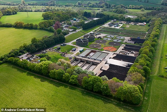 Local resident Chris Coates said he is concerned about 'prevailing winds carrying any unpleasant odours right across the centre of the village'. Pictured: The nearby Southern Water works