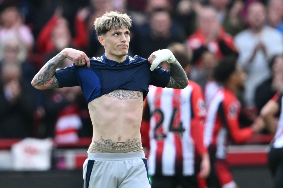Alejandro Garnacho of Manchester United reacts to conceding a goal.