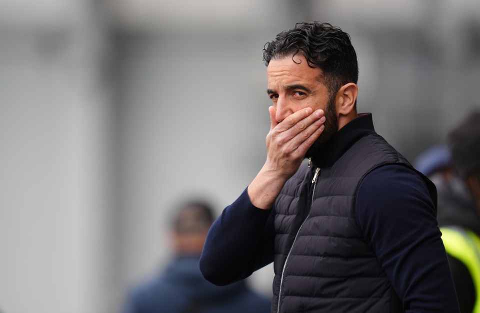 Ruben Amorim, Manchester United manager, on the touchline.