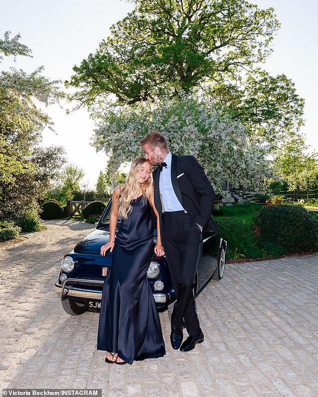 David planted a kiss on Harper's head in another touching snap