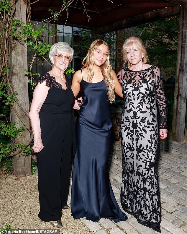 Harper posed between her two grandmothers, Sandra Beckham (left) and Jackie Adams (right)