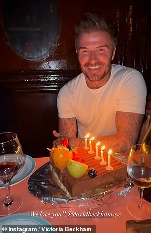 Victoria posted a sweet video of David beaming as his family sung him happy birthday as he received a cake in a French restaurant