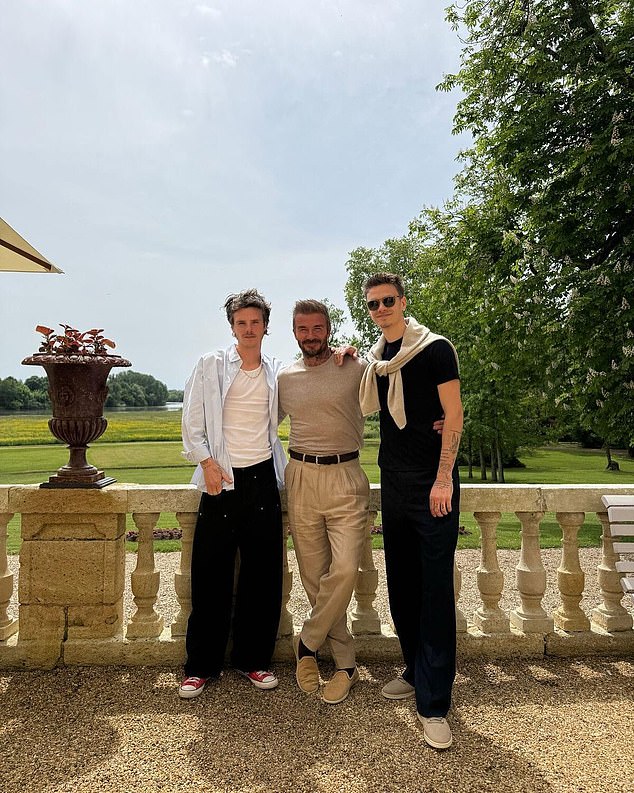 David and the former Spice Girl were joined by sons Romeo (right) and Cruz (left) and daughter Harper