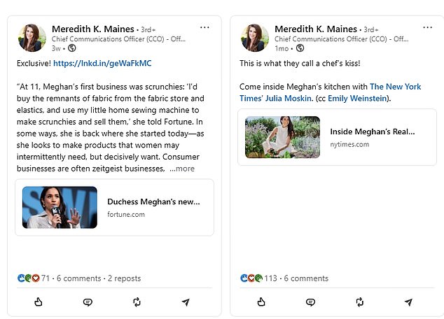 The comms chief often hypes up Meghan's achievements on social media