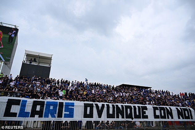 Atalanta supporters paid tribute to Riccardo Claris during their game against Monza