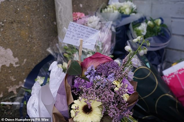 Floral tributes left at the scene of Layton Carr's death in Gateshead, Tyne and Wear