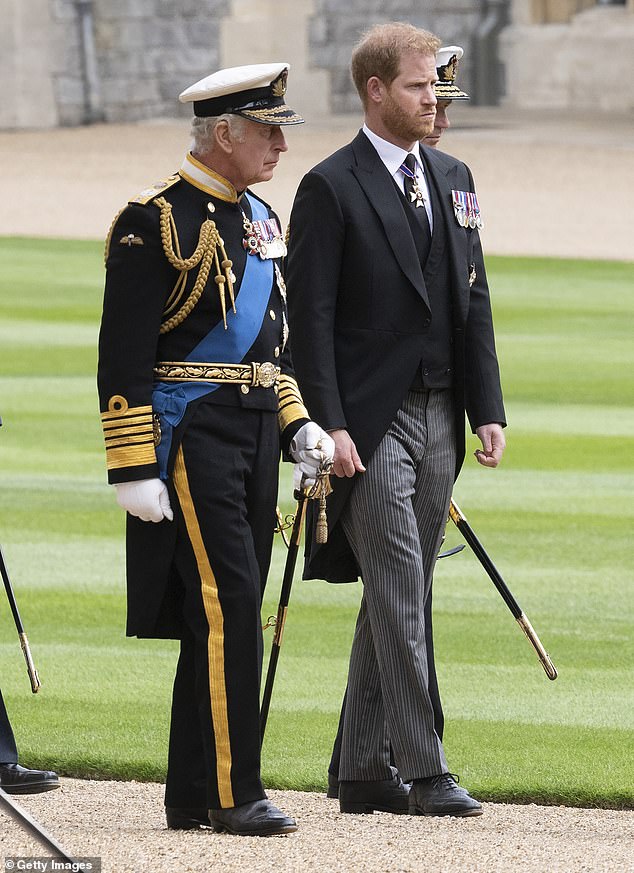 In one of his predictions, Salomé said a 'silent reconciliation' will take place between Harry and his father next year amid a 'health crisis' suffered by the King (pictured together in 2022)
