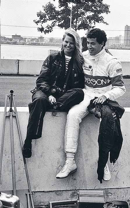 They swiftly became one of the power couples of the 80s but friction arose over Chandon's desire to forge a successful race car career - despite his family and Brinkley's misgivings - pictured months before his death