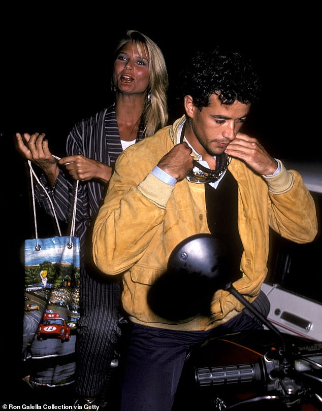 They swiftly became one of the power couples of the 80s but friction arose over Chandon's desire to forge a successful race car career - despite his family and Brinkley's misgivings - pictured 1982