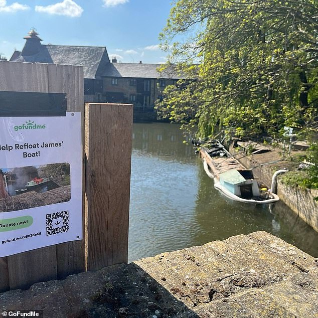 Currently, the portable home is said to be 'unlivable' as almost all of it is underwater - though there friends of James are still clinging onto hope it could be restored