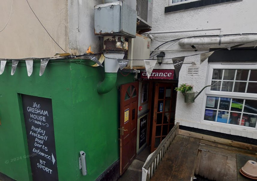 The Gresham House Inn entrance in Dawlish.